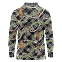 Sable Palaka Hula Girls Seamless Hawaii Aloha Long Sleeve Polo Shirt - Polynesian Pride