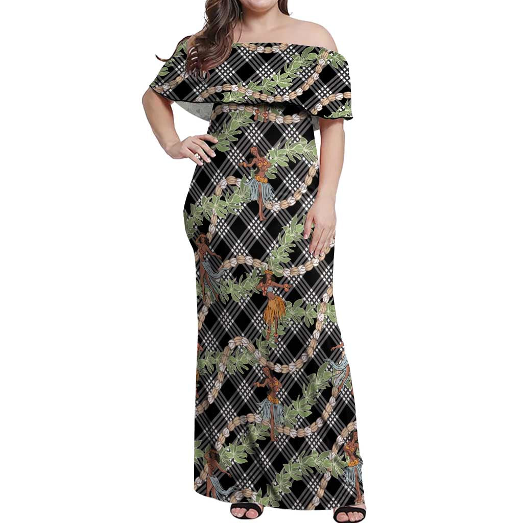 Sable Palaka Hula Girls Seamless Hawaii Aloha Off Shoulder Maxi Dress - Polynesian Pride