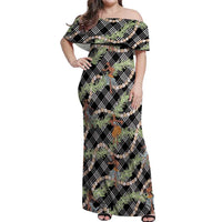 Sable Palaka Hula Girls Seamless Hawaii Aloha Off Shoulder Maxi Dress - Polynesian Pride