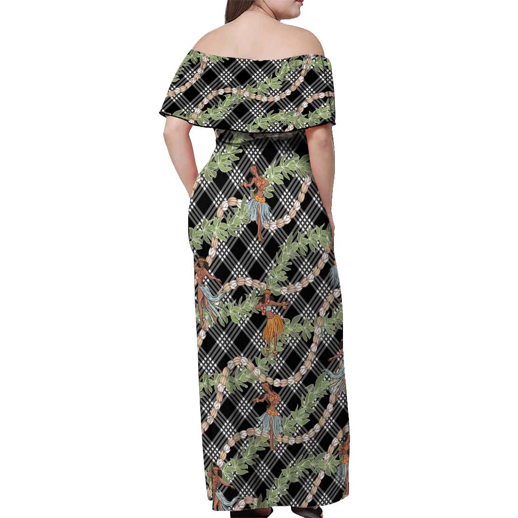 Sable Palaka Hula Girls Seamless Hawaii Aloha Off Shoulder Maxi Dress - Polynesian Pride