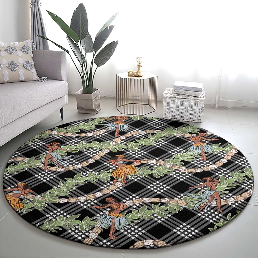 Sable Palaka Hula Girls Seamless Hawaii Aloha Round Carpet - Polynesian Pride