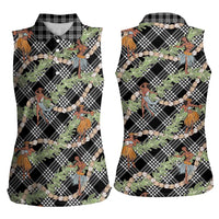 Sable Palaka Hula Girls Seamless Hawaii Aloha Women Sleeveless Polo Shirt - Polynesian Pride