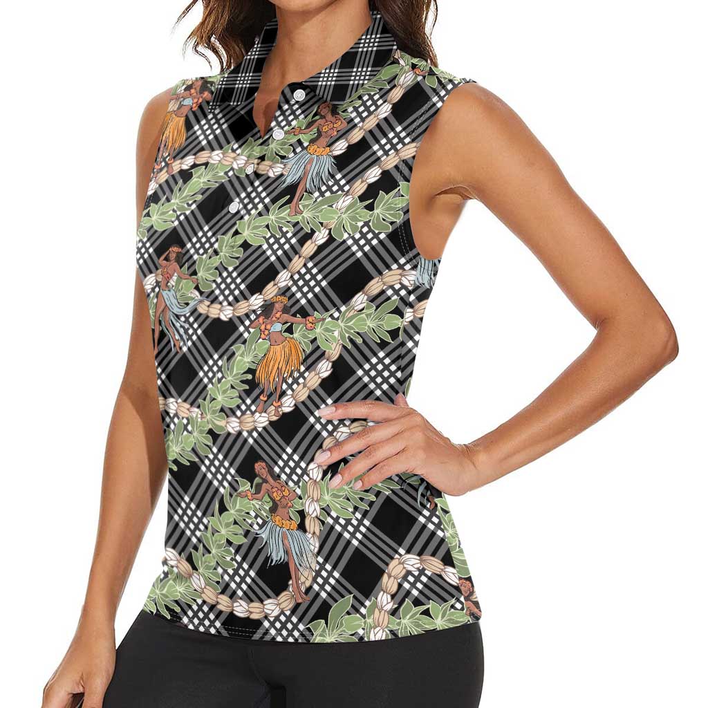 Sable Palaka Hula Girls Seamless Hawaii Aloha Women Sleeveless Polo Shirt - Polynesian Pride