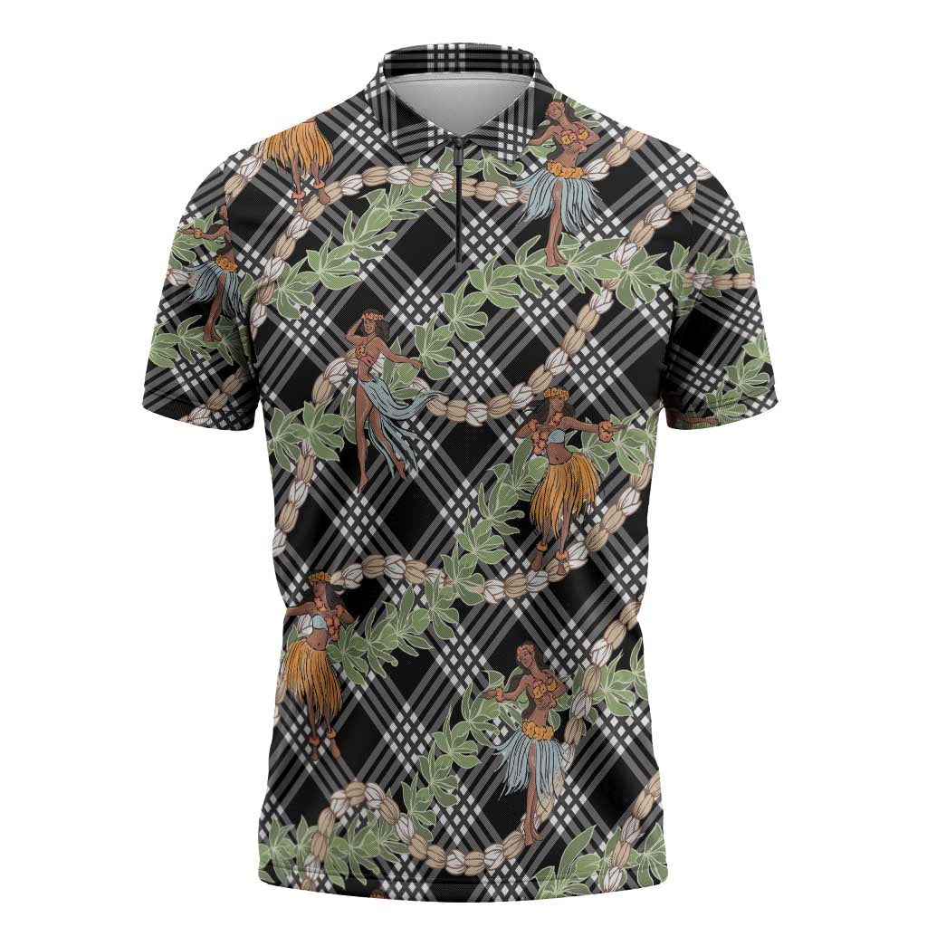 Sable Palaka Hula Girls Seamless Hawaii Aloha Zipper Polo Shirt - Polynesian Pride