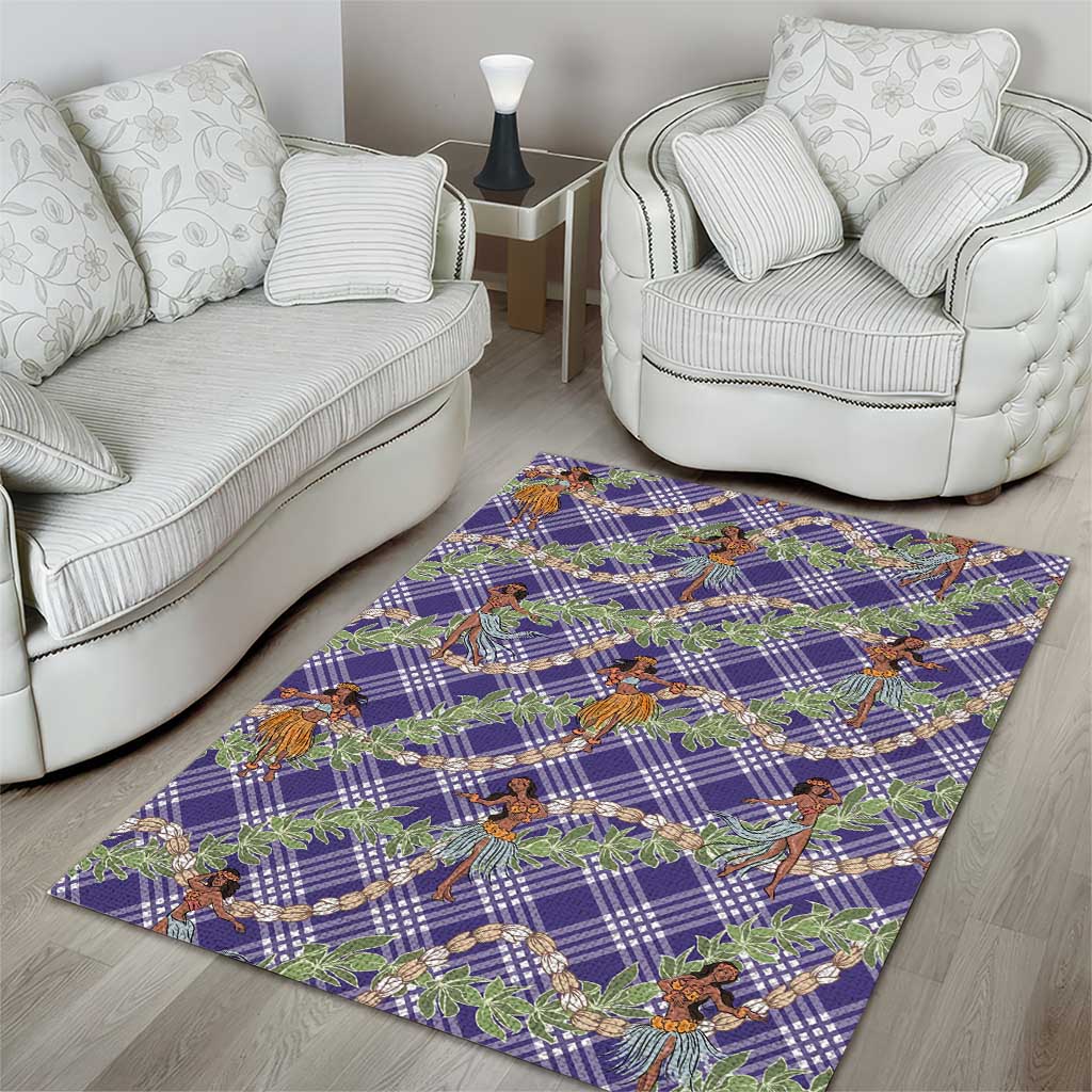 Lavender Palaka Hula Girls Seamless Hawaii Aloha Area Rug - Polynesian Pride