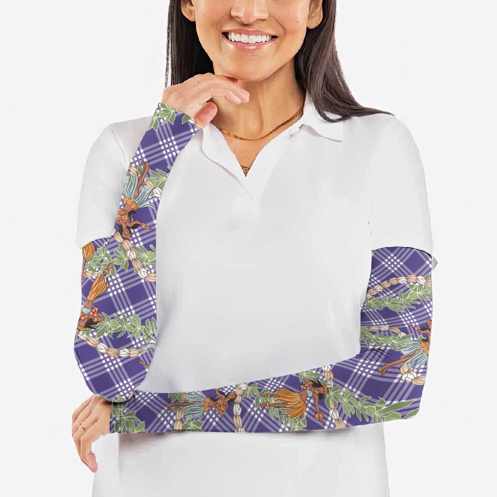 Lavender Palaka Hula Girls Seamless Hawaii Aloha Arm Sleeves - Polynesian Pride