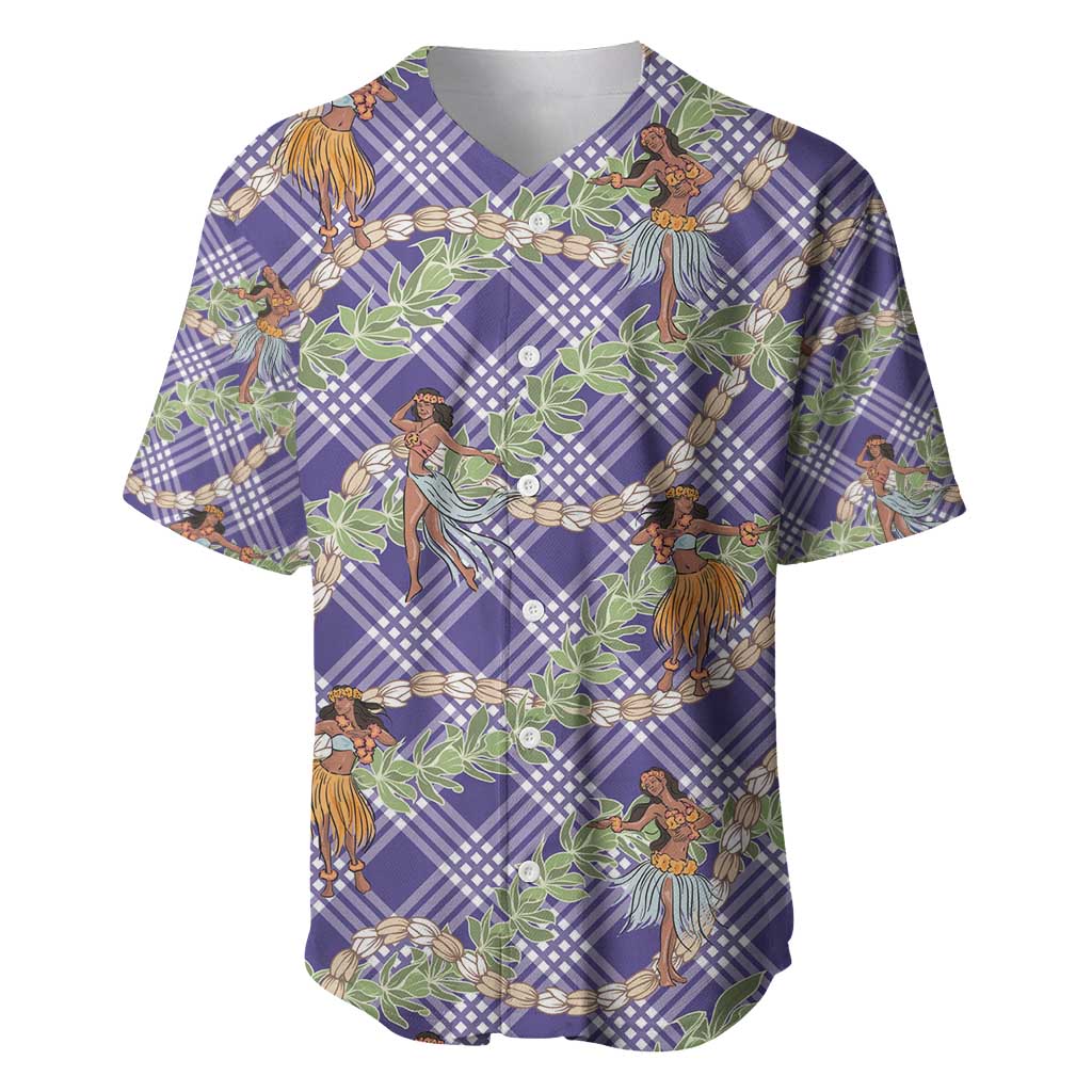 Lavender Palaka Hula Girls Seamless Hawaii Aloha Baseball Jersey - Polynesian Pride