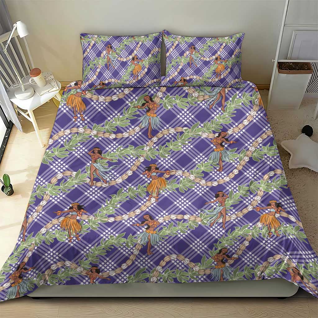 Lavender Palaka Hula Girls Seamless Hawaii Aloha Bedding Set - Polynesian Pride