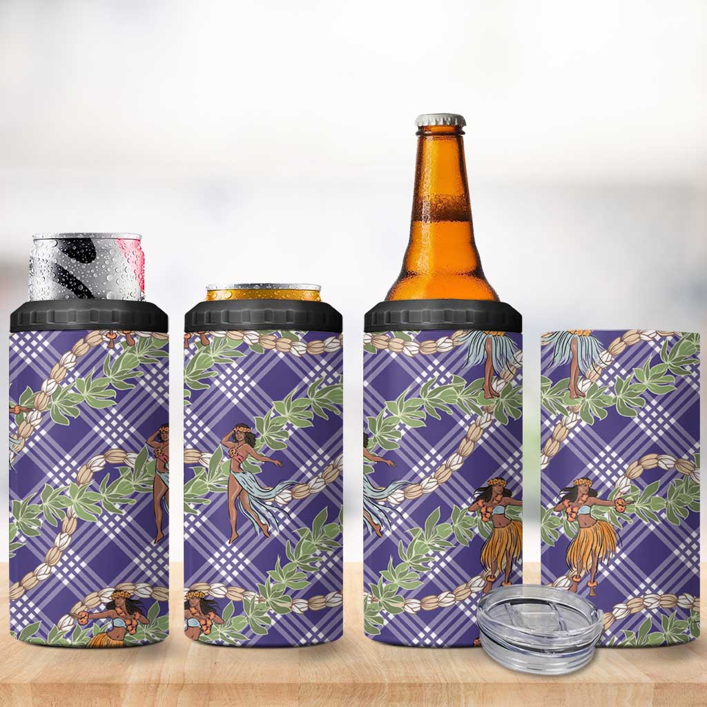 Lavender Palaka Hula Girls Seamless Hawaii Aloha 4 in 1 Can Cooler Tumbler LT7 - Polynesian Pride