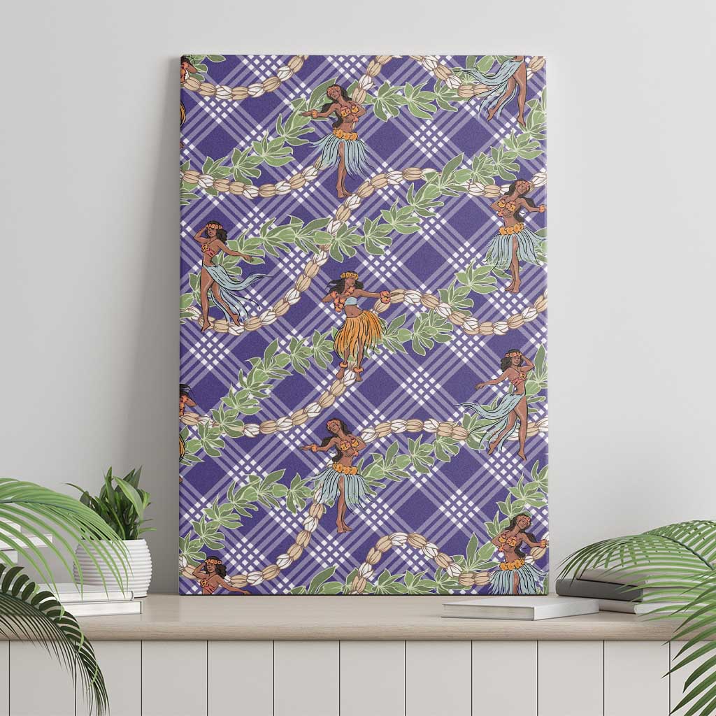 Lavender Palaka Hula Girls Seamless Hawaii Aloha Canvas Wall Art - Polynesian Pride