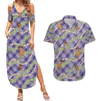 Lavender Palaka Hula Girls Seamless Hawaii Aloha Couples Matching Summer Maxi Dress and Hawaiian Shirt - Polynesian Pride