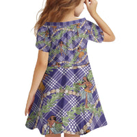 Lavender Palaka Hula Girls Seamless Hawaii Aloha Family Matching Long Sleeve Bodycon Dress and Hawaiian Shirt - Polynesian Pride