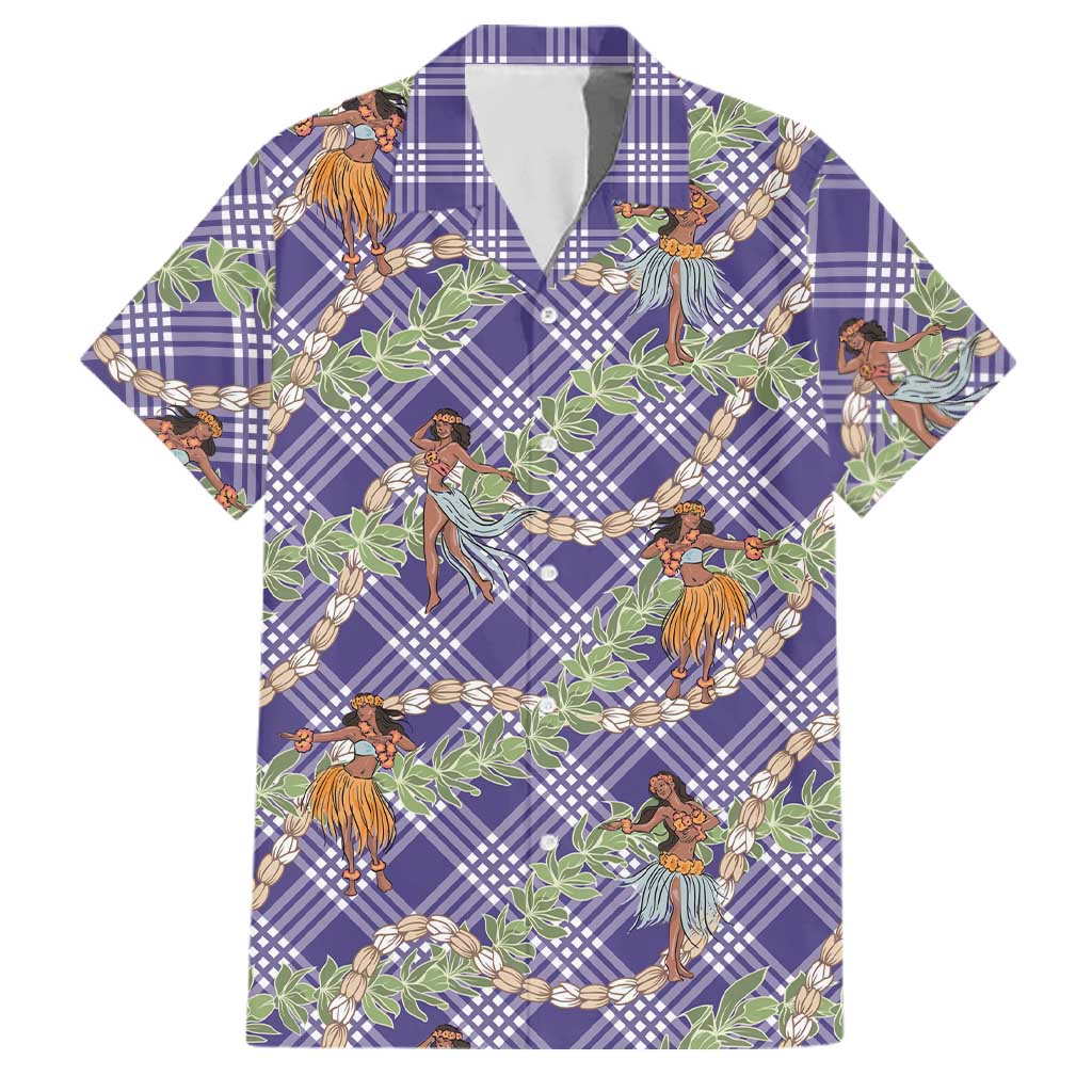 Lavender Palaka Hula Girls Seamless Hawaii Aloha Family Matching Puletasi and Hawaiian Shirt - Polynesian Pride