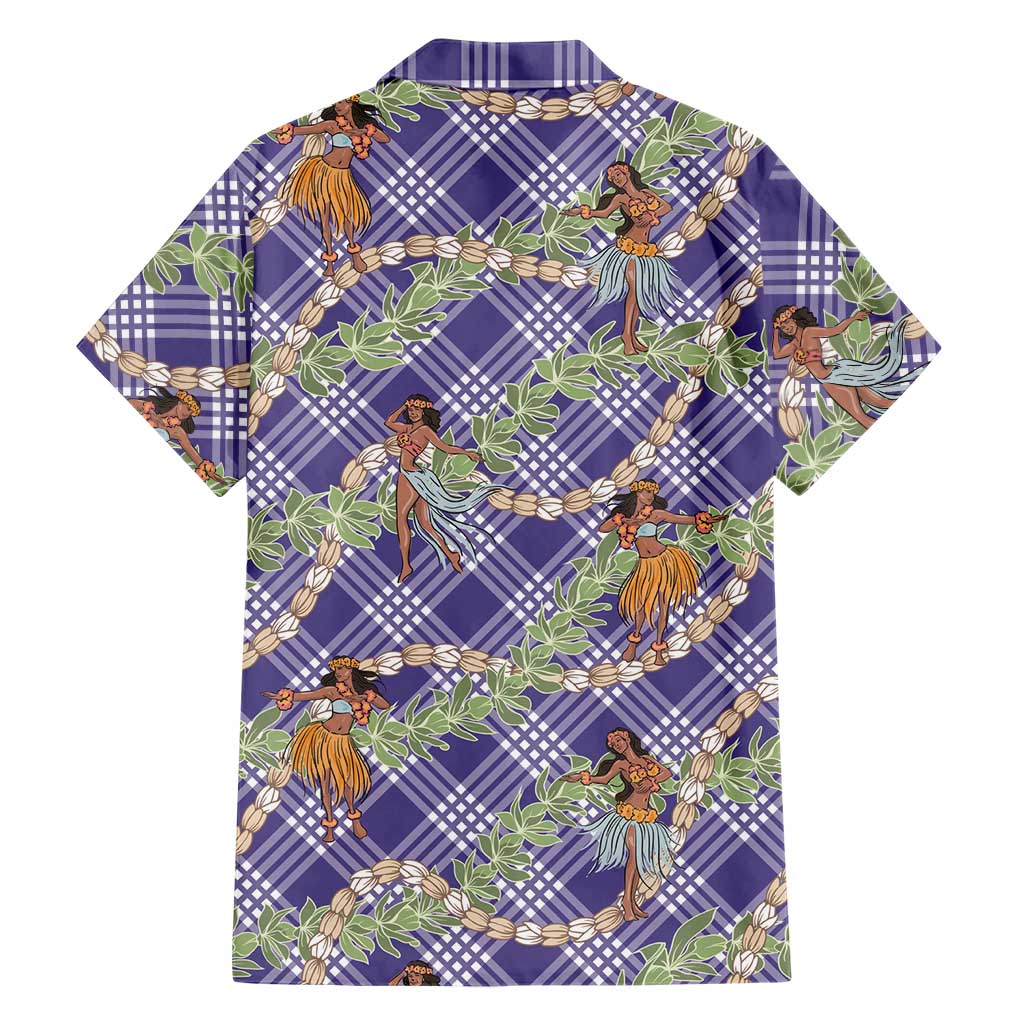 Lavender Palaka Hula Girls Seamless Hawaii Aloha Family Matching Puletasi and Hawaiian Shirt - Polynesian Pride