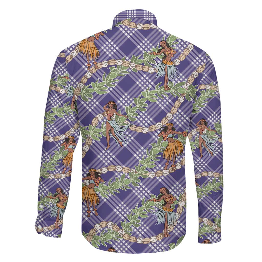 Lavender Palaka Hula Girls Seamless Hawaii Aloha Family Matching Puletasi and Hawaiian Shirt - Polynesian Pride