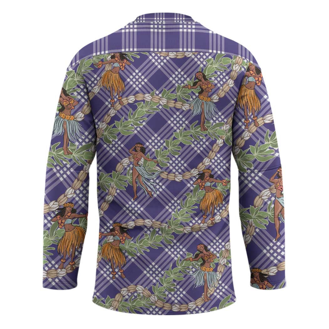 Lavender Palaka Hula Girls Seamless Hawaii Aloha Hockey Jersey - Polynesian Pride