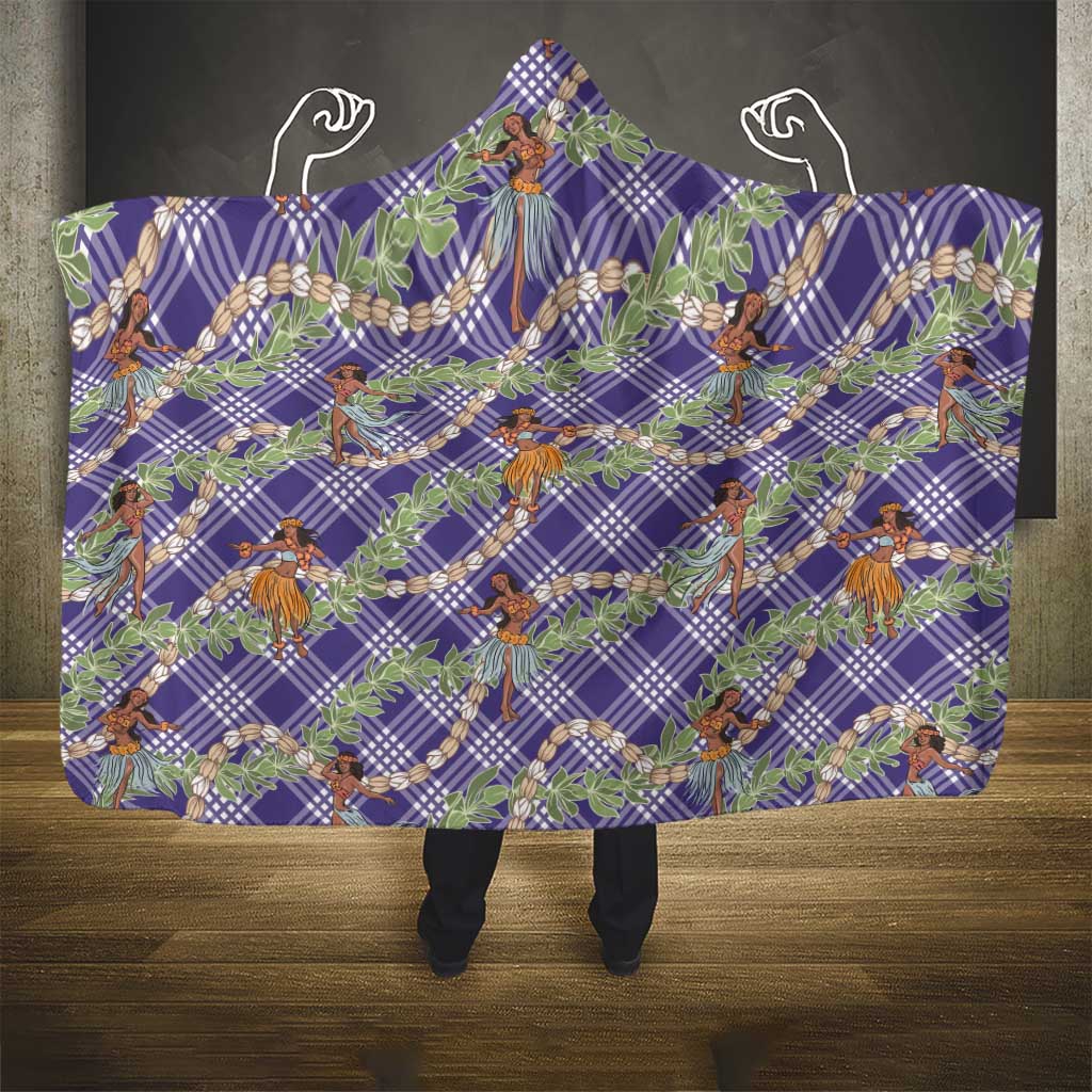 Lavender Palaka Hula Girls Seamless Hawaii Aloha Hooded Blanket - Polynesian Pride