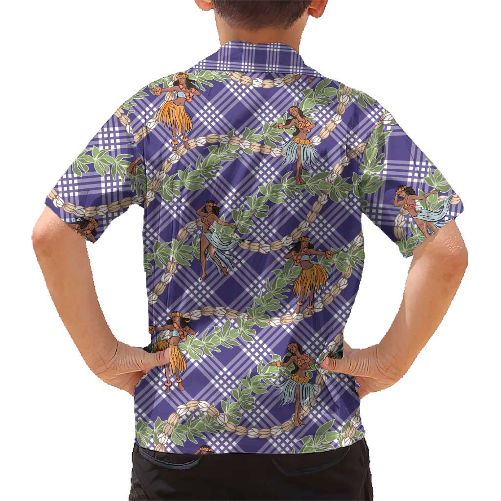 Lavender Palaka Hula Girls Seamless Hawaii Aloha Kid Hawaiian Shirt - Polynesian Pride