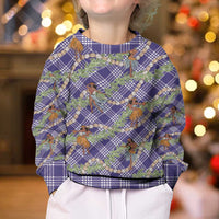 Lavender Palaka Hula Girls Seamless Hawaii Aloha Kid Ugly Christmas Sweater - Polynesian Pride