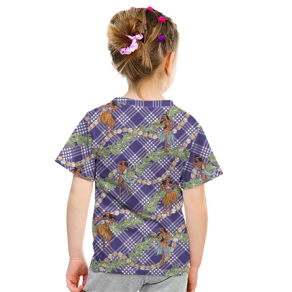 Lavender Palaka Hula Girls Seamless Hawaii Aloha Kid T Shirt - Polynesian Pride