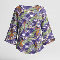 Lavender Palaka Hula Girls Seamless Hawaii Aloha Kimono Sleeve Blouse - Polynesian Pride