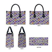 Lavender Palaka Hula Girls Seamless Hawaii Aloha Leather Bag LT7 - Polynesian Pride