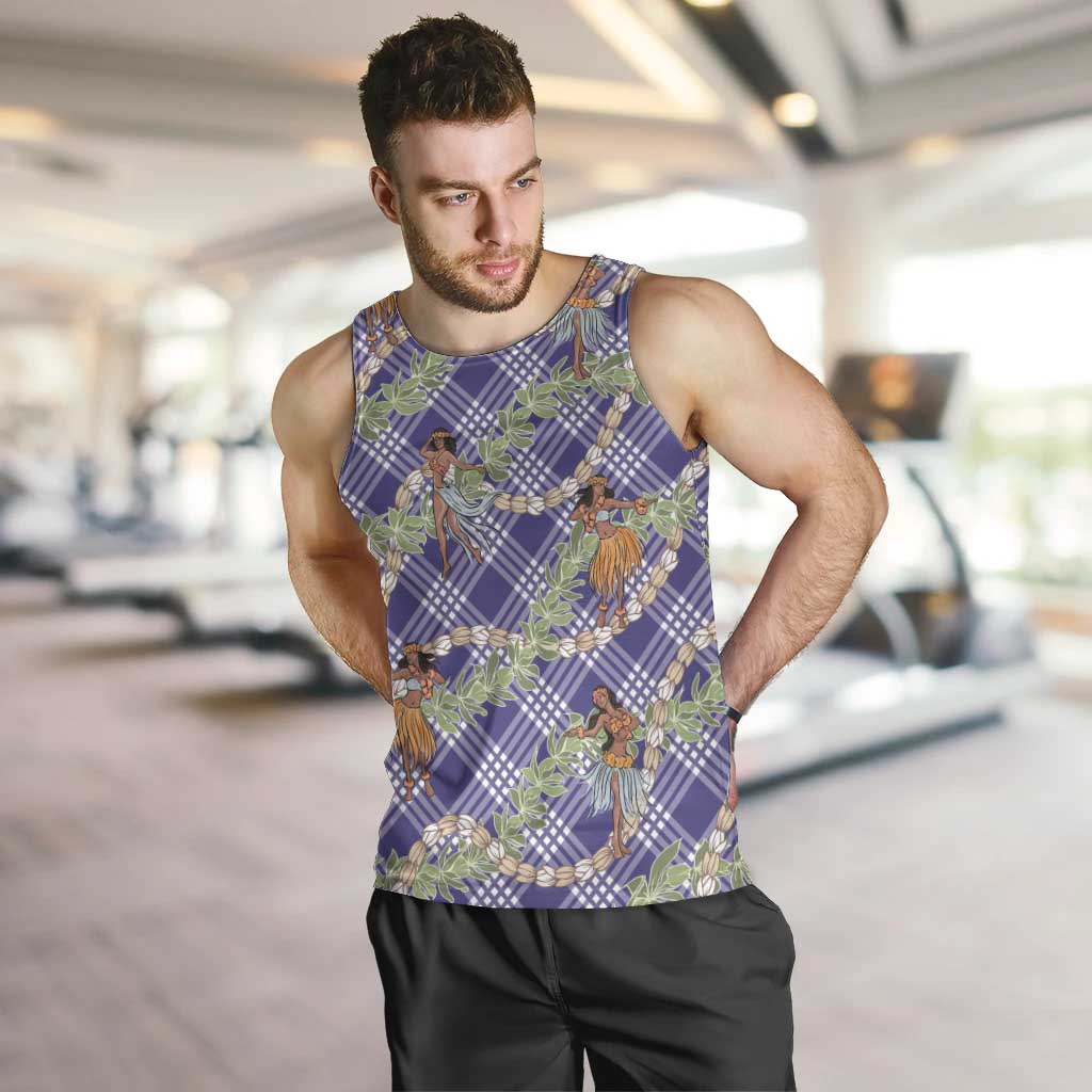 Lavender Palaka Hula Girls Seamless Hawaii Aloha Men Tank Top - Polynesian Pride