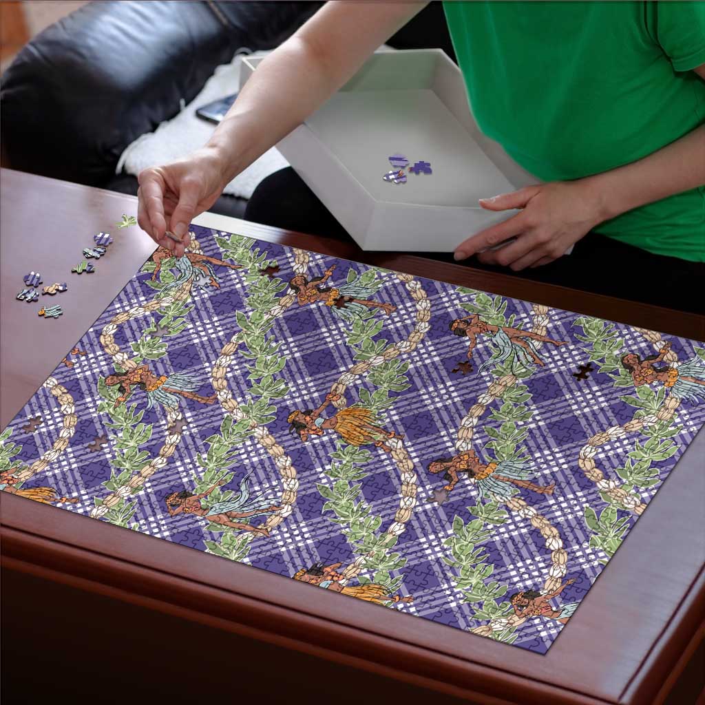 Lavender Palaka Hula Girls Seamless Hawaii Aloha Puzzle LT7 - Polynesian Pride