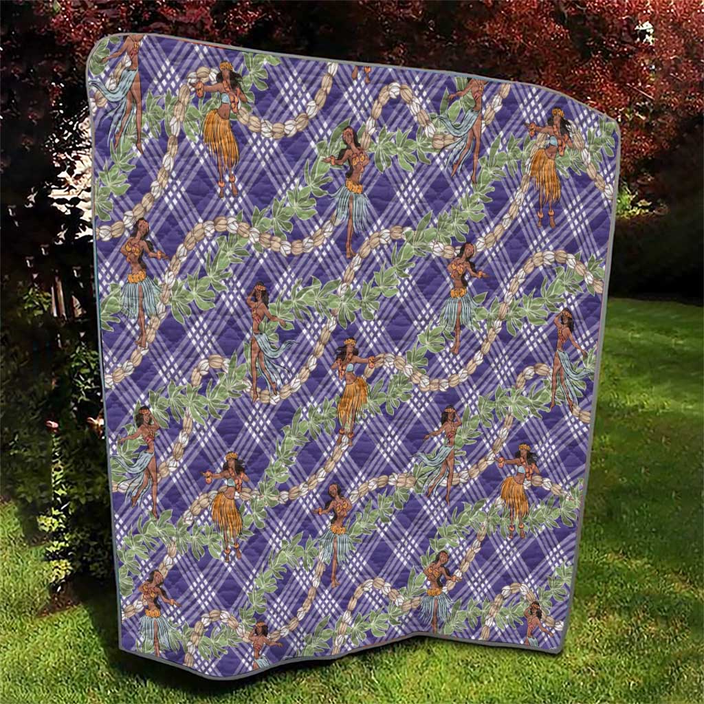Lavender Palaka Hula Girls Seamless Hawaii Aloha Quilt - Polynesian Pride