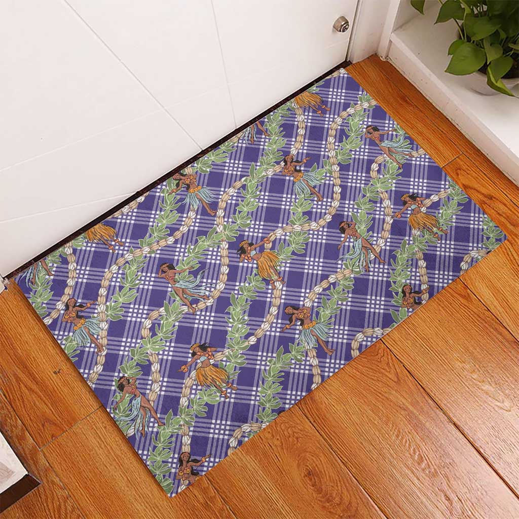 Lavender Palaka Hula Girls Seamless Hawaii Aloha Rubber Doormat LT7 - Polynesian Pride