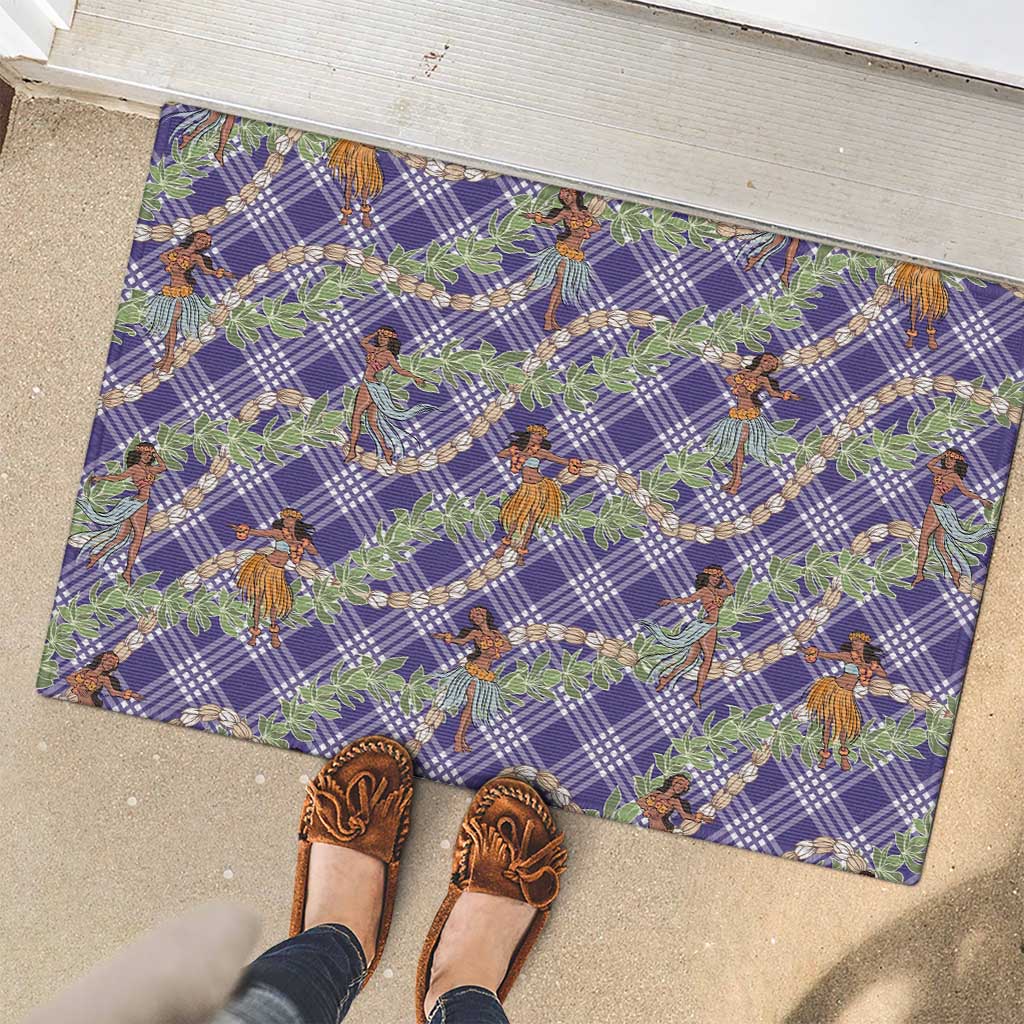 Lavender Palaka Hula Girls Seamless Hawaii Aloha Rubber Doormat LT7 - Polynesian Pride