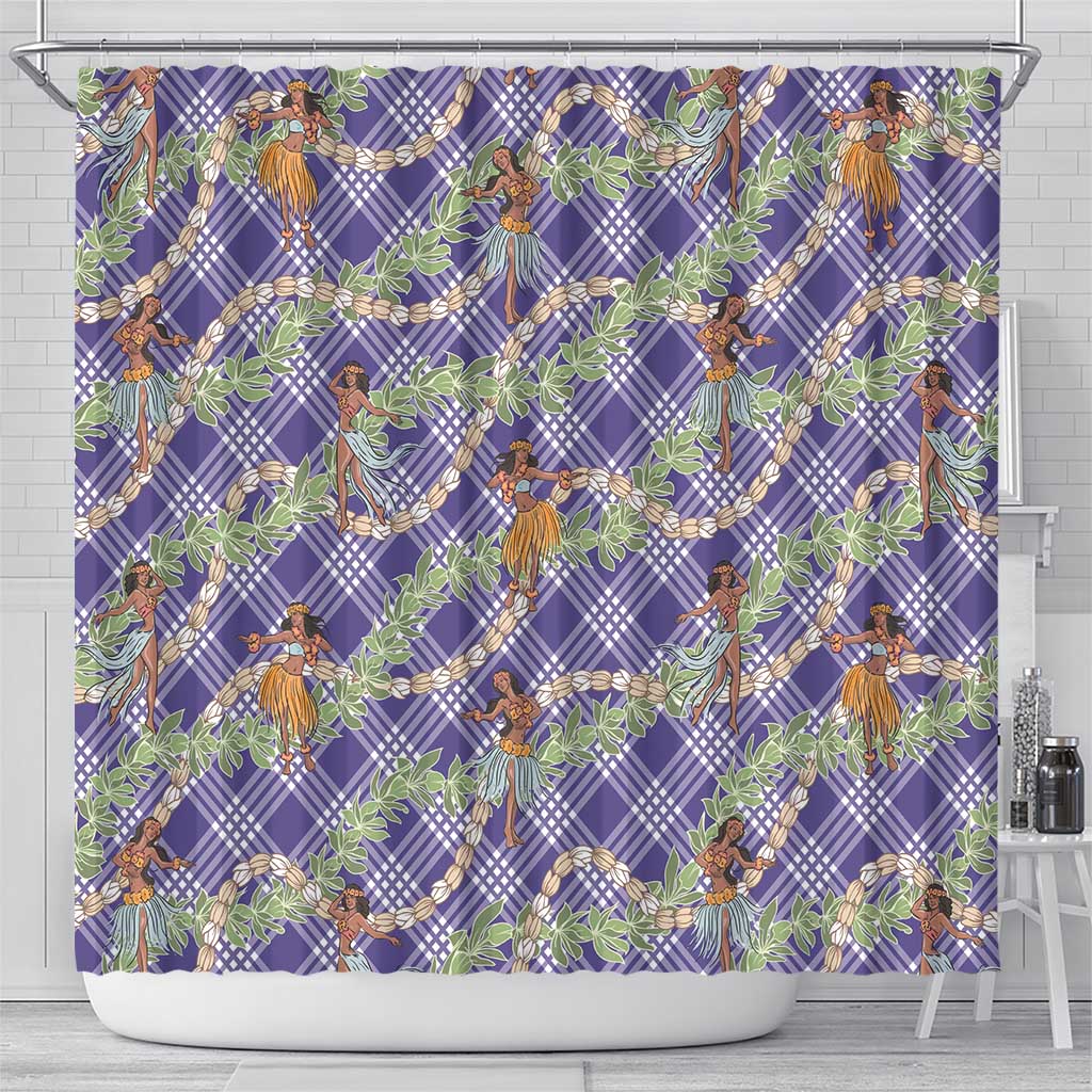 Lavender Palaka Hula Girls Seamless Hawaii Aloha Shower Curtain - Polynesian Pride