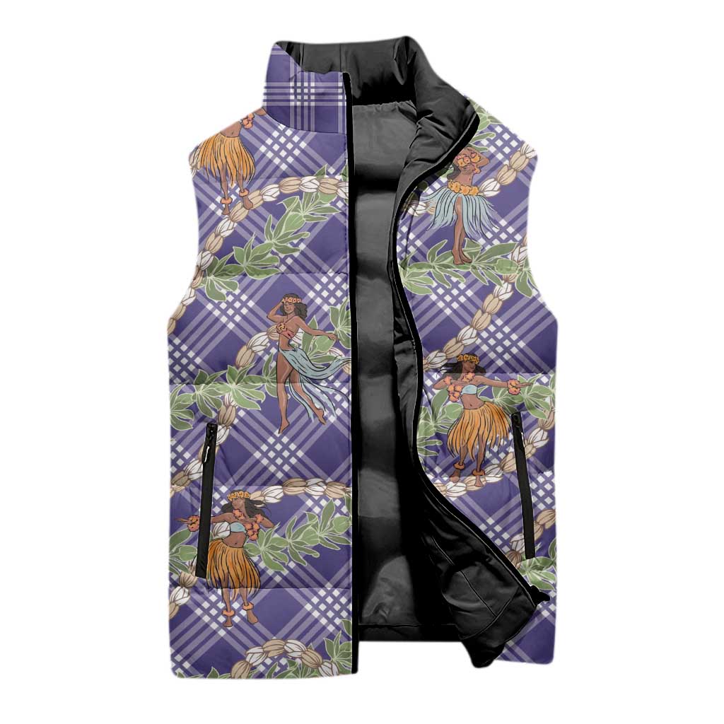 Lavender Palaka Hula Girls Seamless Hawaii Aloha Sleeveless Puffer Jacket LT7 - Polynesian Pride