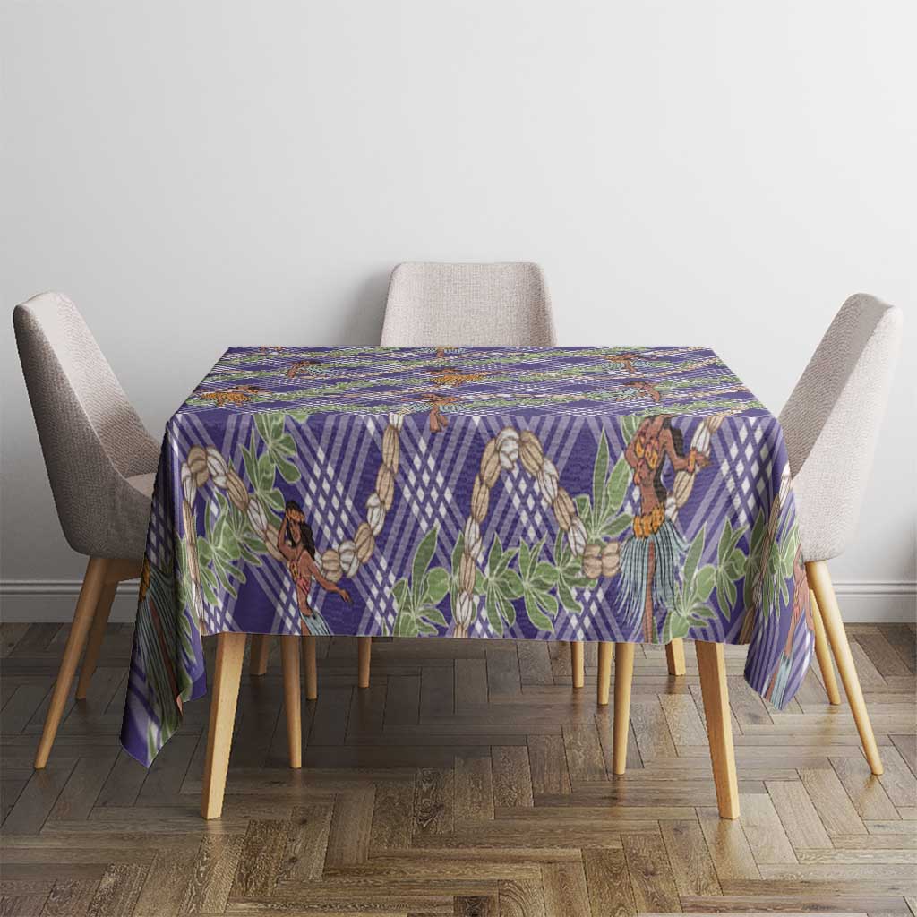Lavender Palaka Hula Girls Seamless Hawaii Aloha Tablecloth - Polynesian Pride