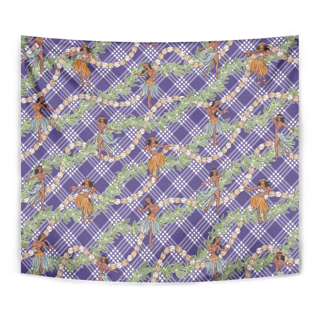 Lavender Palaka Hula Girls Seamless Hawaii Aloha Tapestry - Polynesian Pride