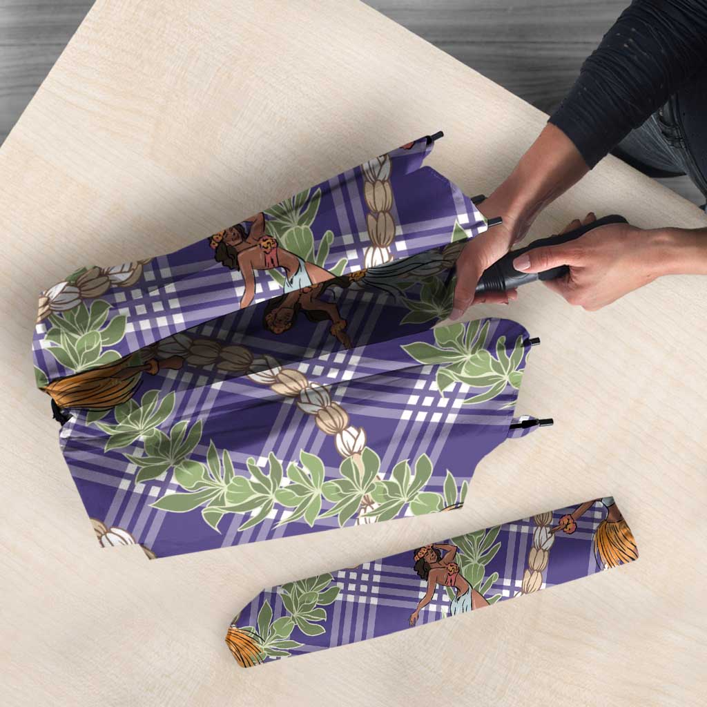 Lavender Palaka Hula Girls Seamless Hawaii Aloha Umbrella - Polynesian Pride
