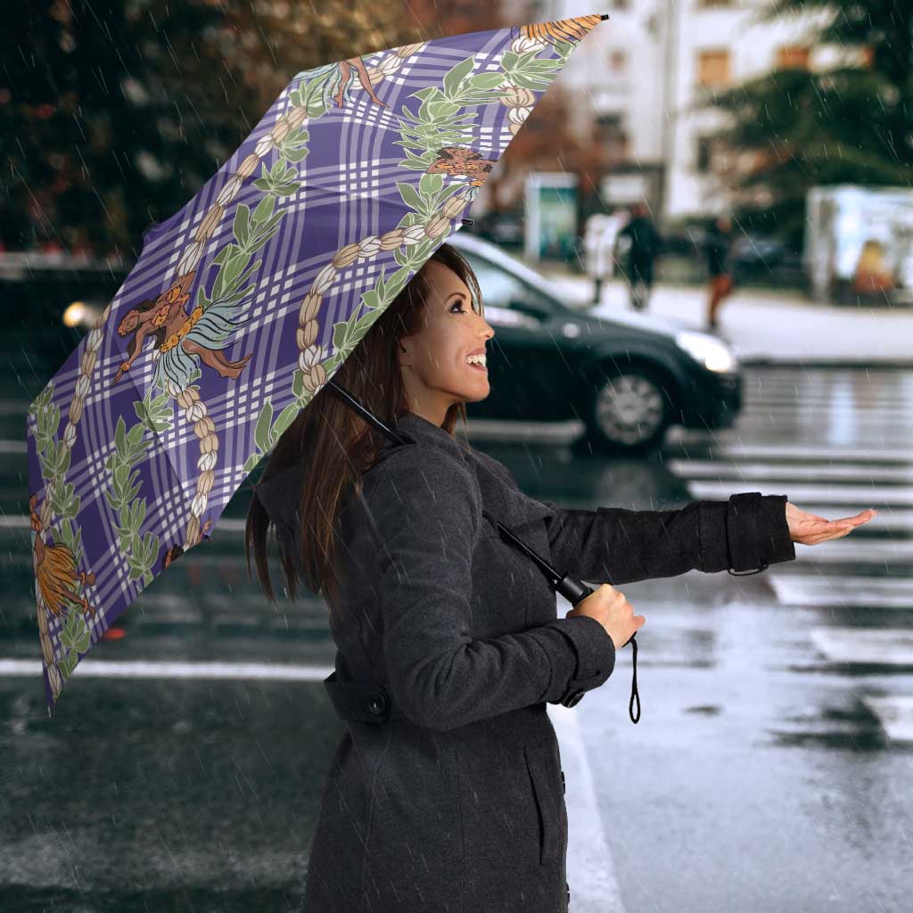 Lavender Palaka Hula Girls Seamless Hawaii Aloha Umbrella - Polynesian Pride