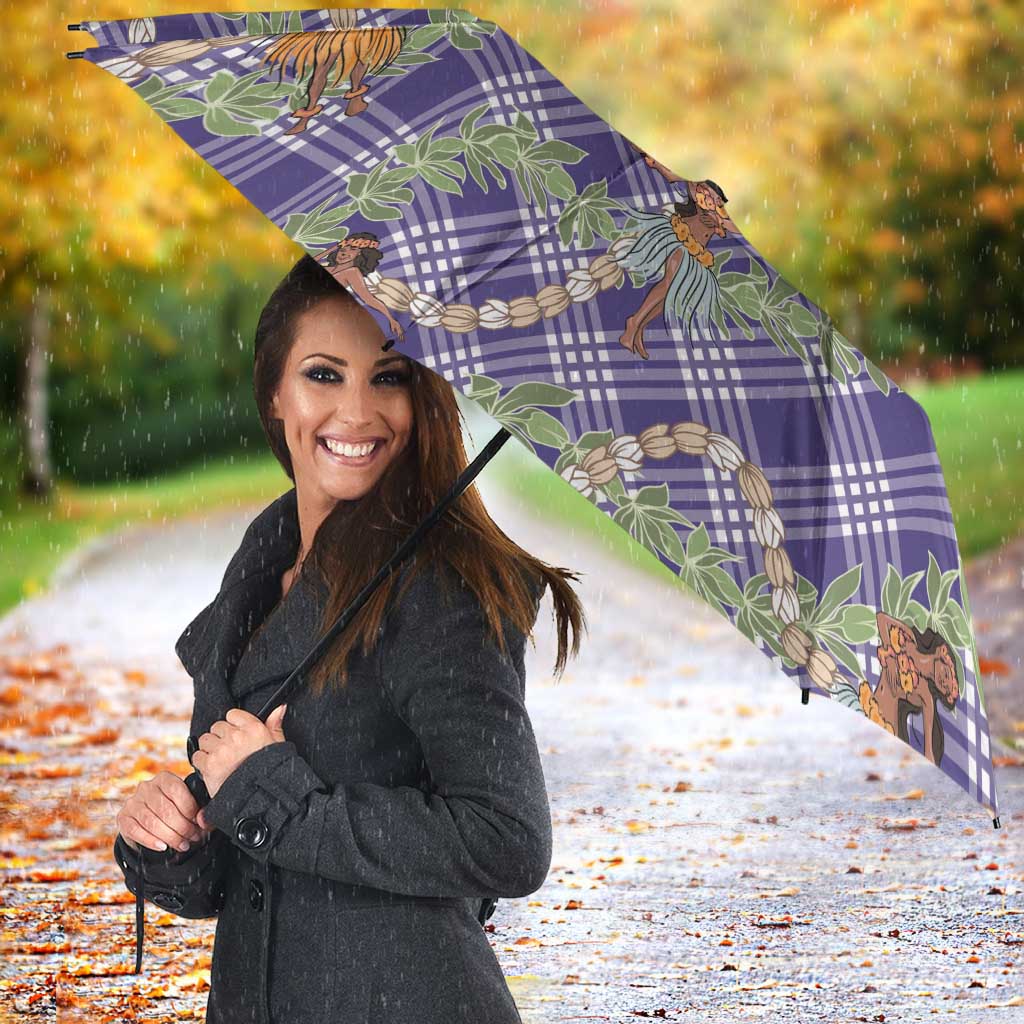 Lavender Palaka Hula Girls Seamless Hawaii Aloha Umbrella - Polynesian Pride