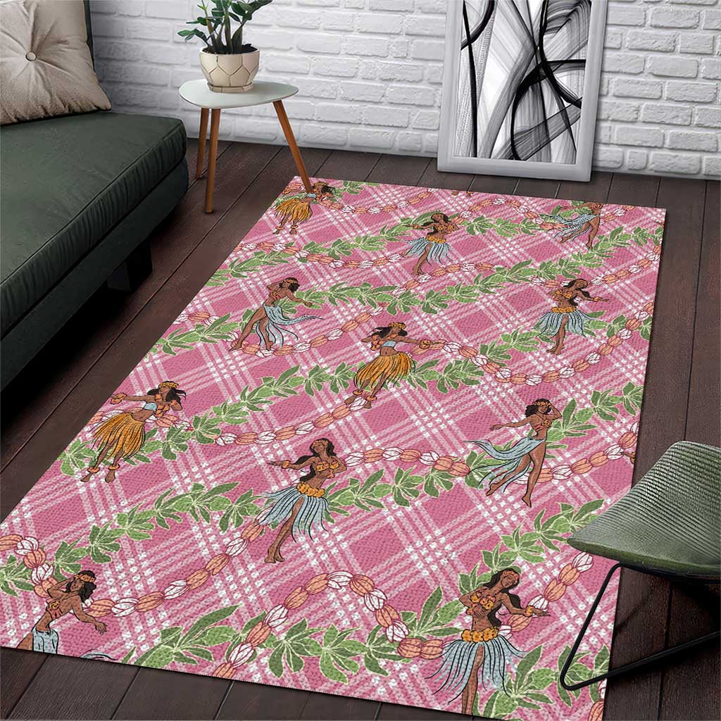Lokelani Pink Palaka Hula Girls Seamless Hawaii Aloha Area Rug - Polynesian Pride