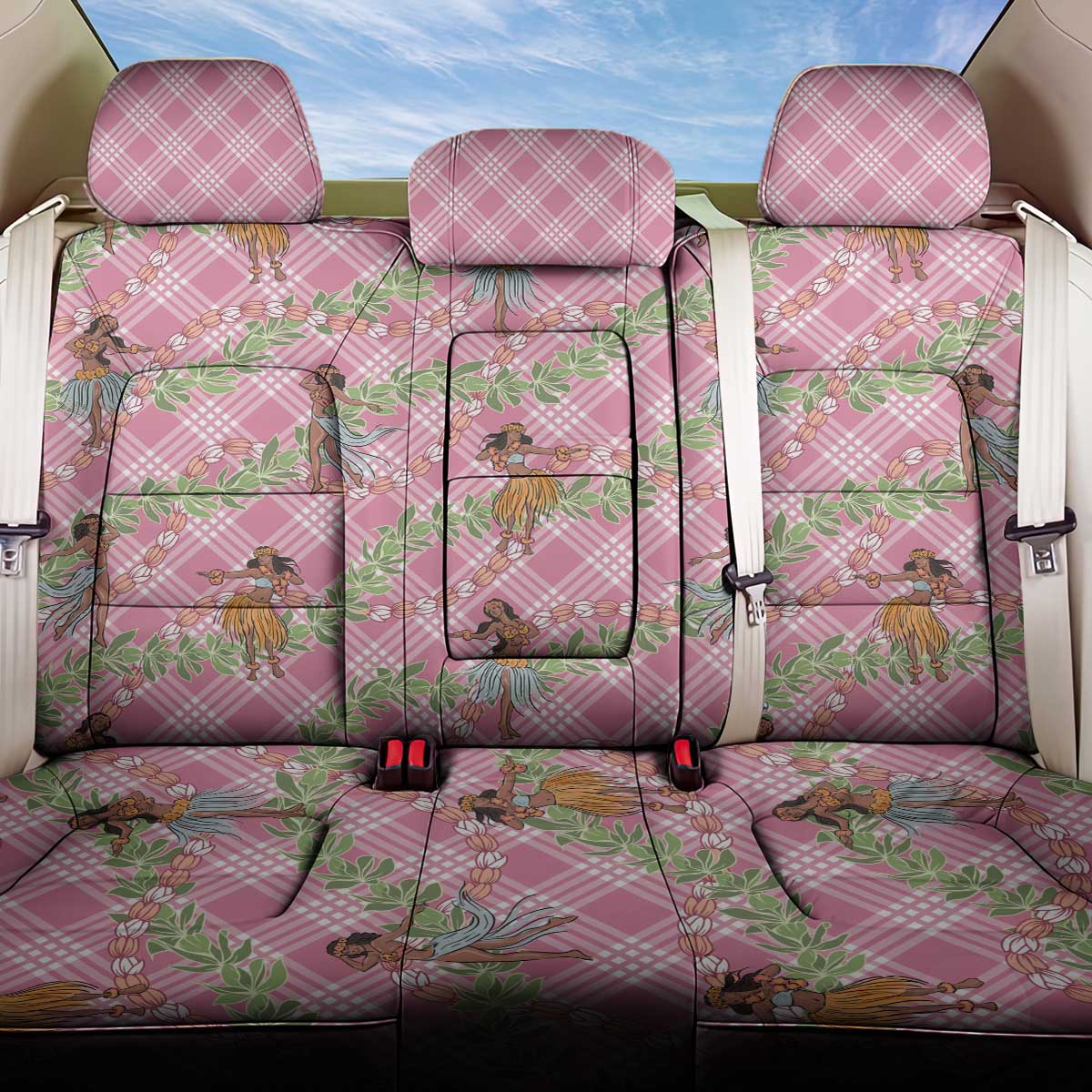 Lokelani Pink Palaka Hula Girls Seamless Hawaii Aloha Back Car Seat Cover - Polynesian Pride