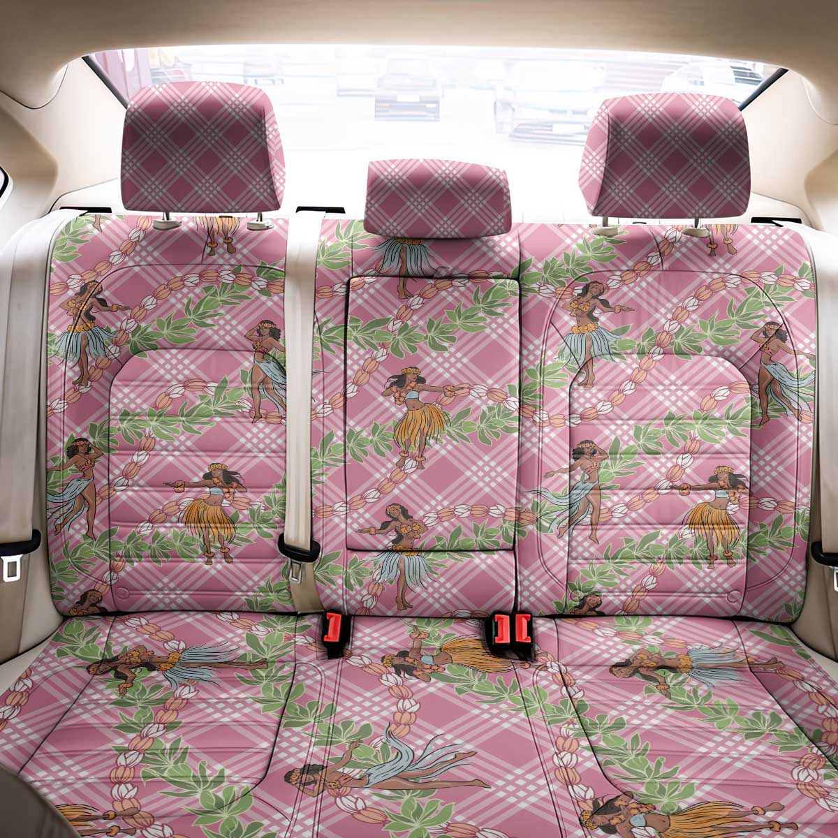 Lokelani Pink Palaka Hula Girls Seamless Hawaii Aloha Back Car Seat Cover - Polynesian Pride