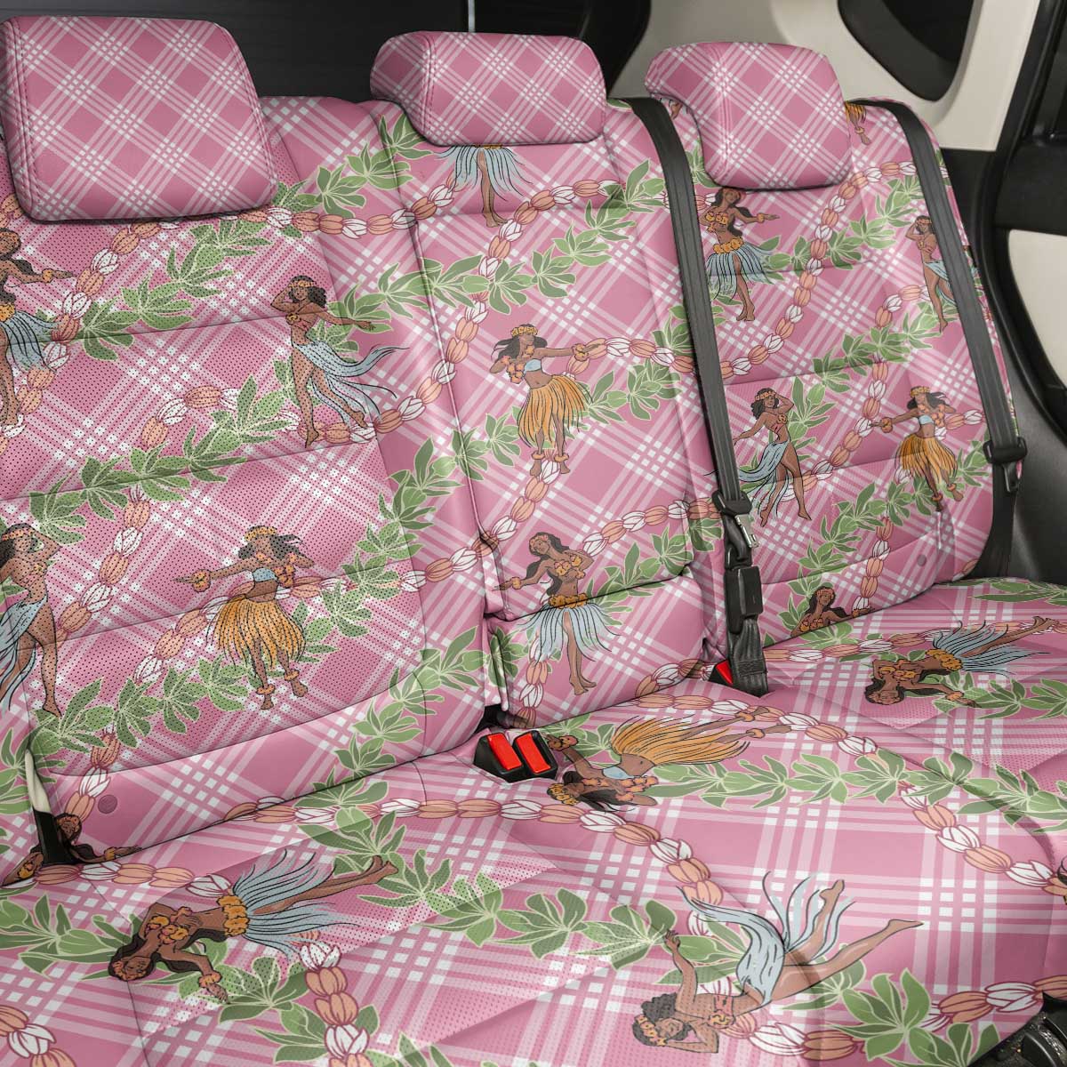 Lokelani Pink Palaka Hula Girls Seamless Hawaii Aloha Back Car Seat Cover - Polynesian Pride