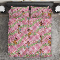 Lokelani Pink Palaka Hula Girls Seamless Hawaii Aloha Bedding Set - Polynesian Pride