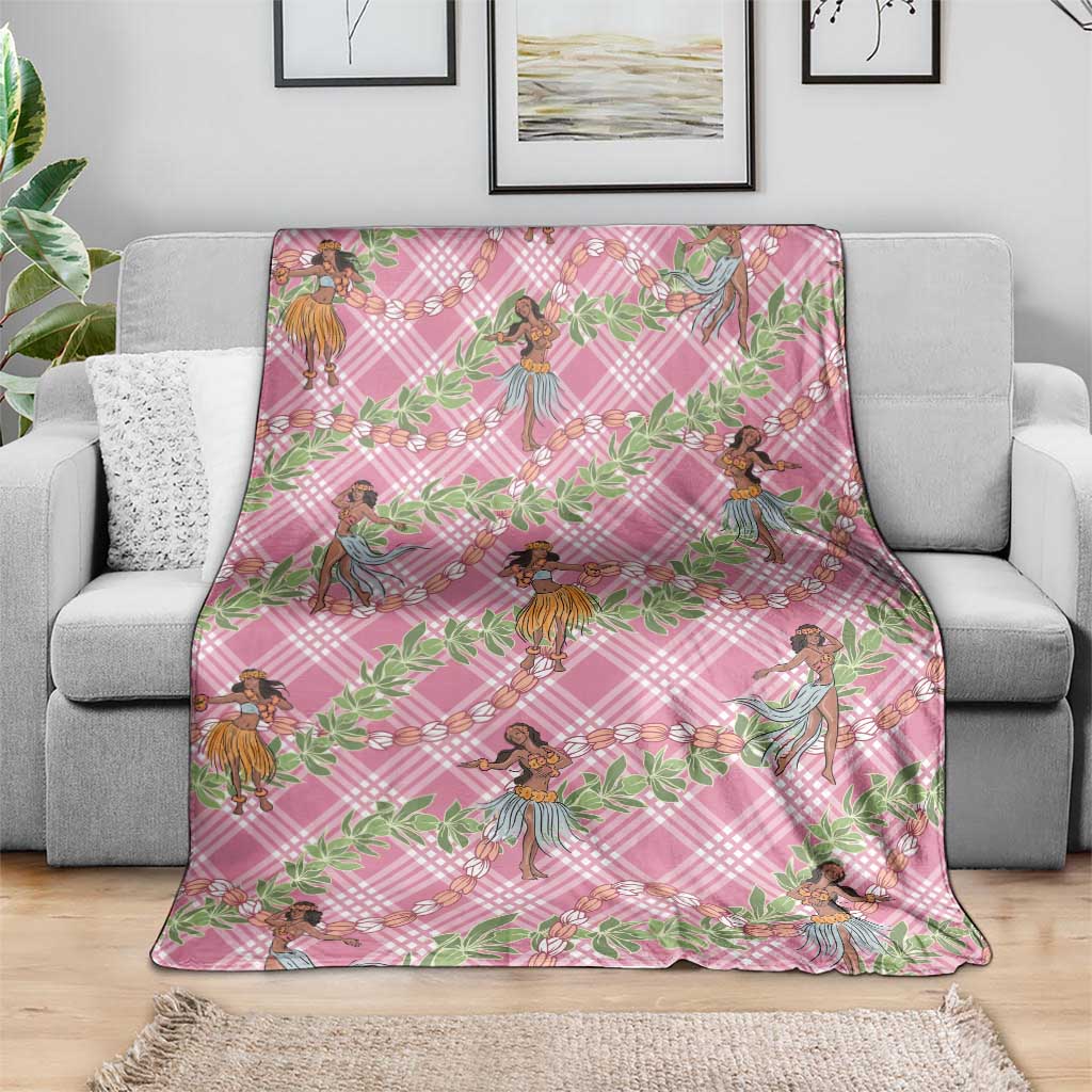 Lokelani Pink Palaka Hula Girls Seamless Hawaii Aloha Blanket - Polynesian Pride