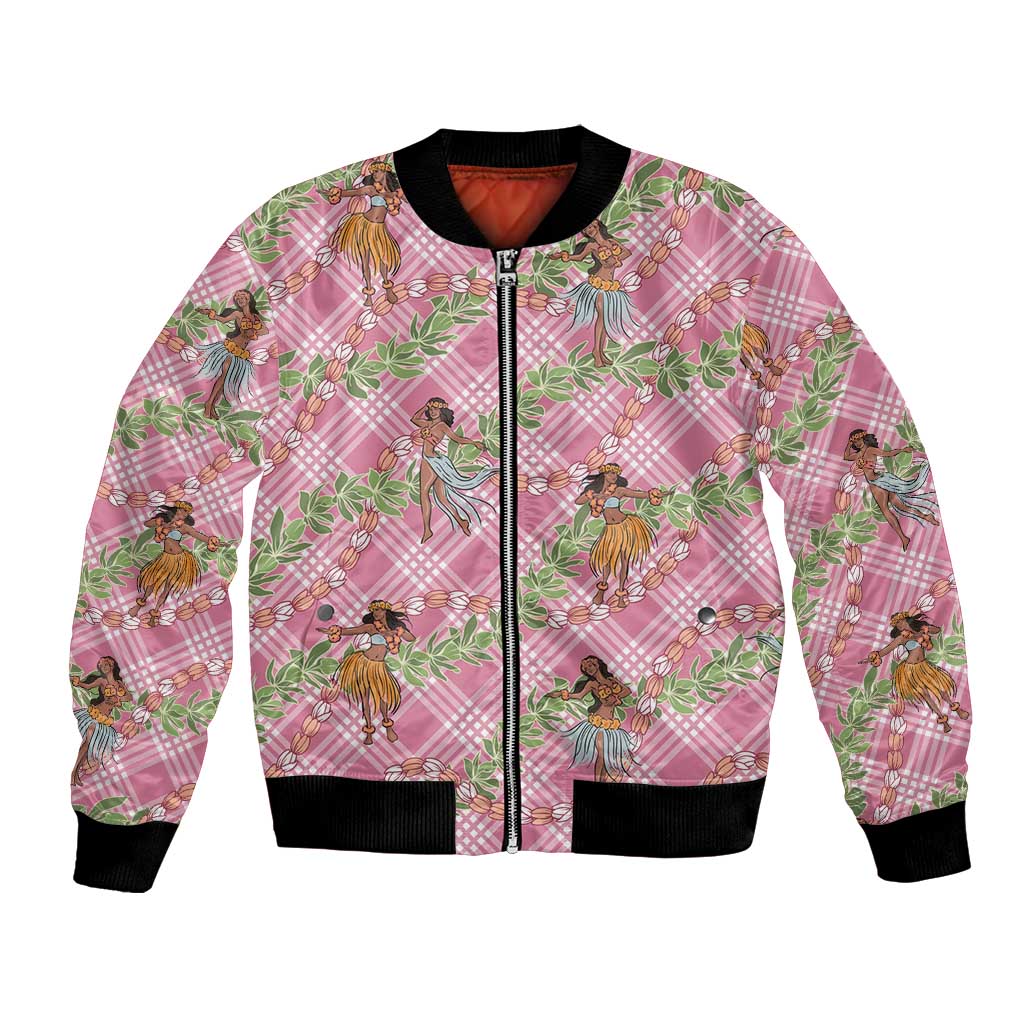 Lokelani Pink Palaka Hula Girls Seamless Hawaii Aloha Bomber Jacket - Polynesian Pride