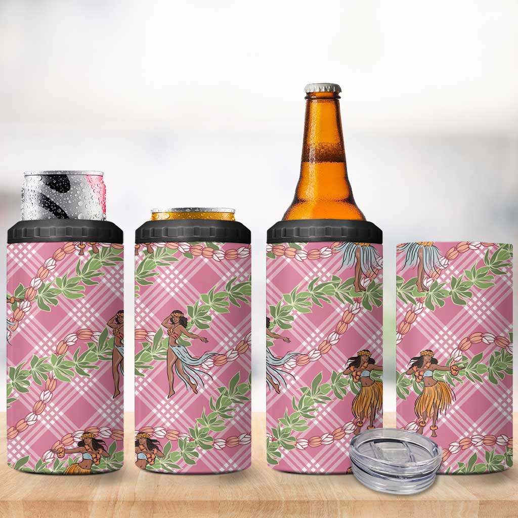 Lokelani Pink Palaka Hula Girls Seamless Hawaii Aloha 4 in 1 Can Cooler Tumbler LT7 - Polynesian Pride