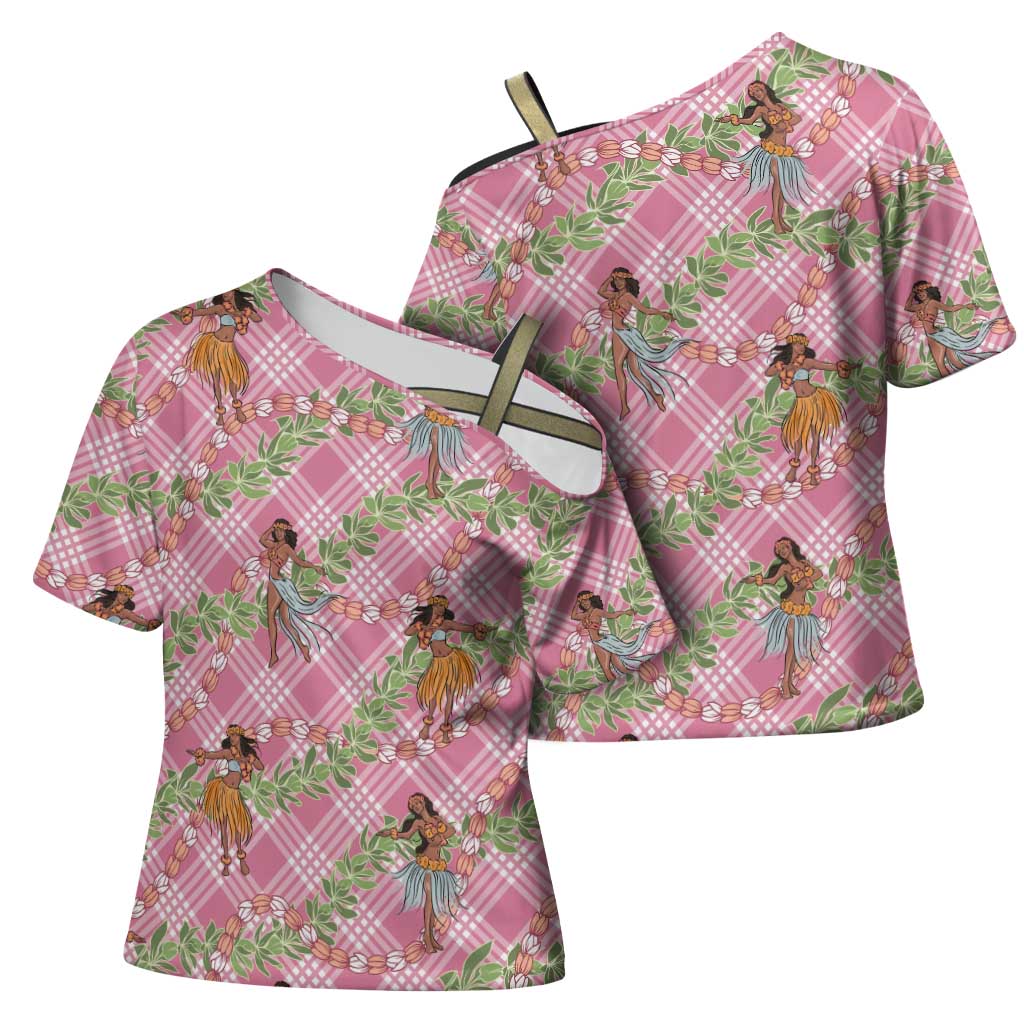 Lokelani Pink Palaka Hula Girls Seamless Hawaii Aloha Cross Shoulder Shirt LT7 - Polynesian Pride
