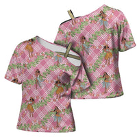 Lokelani Pink Palaka Hula Girls Seamless Hawaii Aloha Cross Shoulder Shirt LT7 - Polynesian Pride