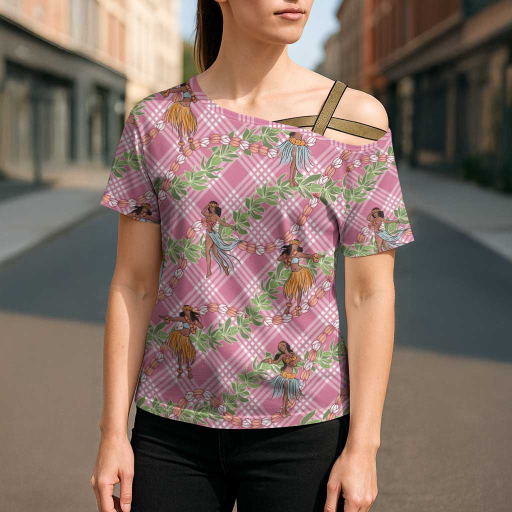Lokelani Pink Palaka Hula Girls Seamless Hawaii Aloha Cross Shoulder Shirt LT7 - Polynesian Pride