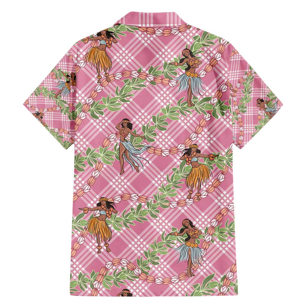 Lokelani Pink Palaka Hula Girls Seamless Hawaii Aloha Family Matching Long Sleeve Bodycon Dress and Hawaiian Shirt - Polynesian Pride